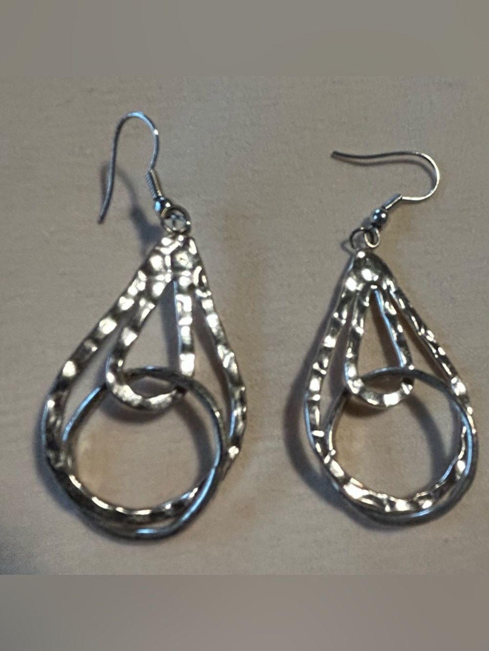 Silver Teardrop Hoop Dangle Earrings - Women Jewelry
